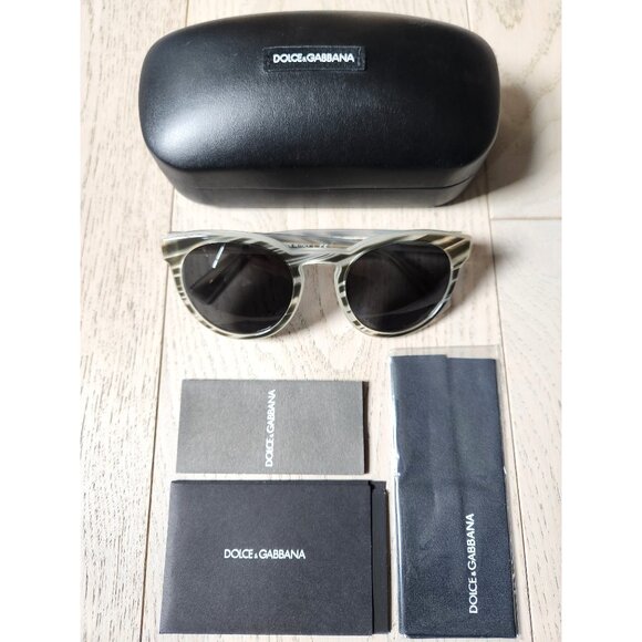 NWT Dolce & Gabbana 51mm Solid Sunglasses Black Stripe